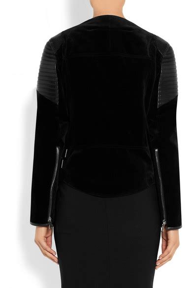 givenchy aw13 black velvet jacket with leather shoulder detailing|Givenchy jacket.